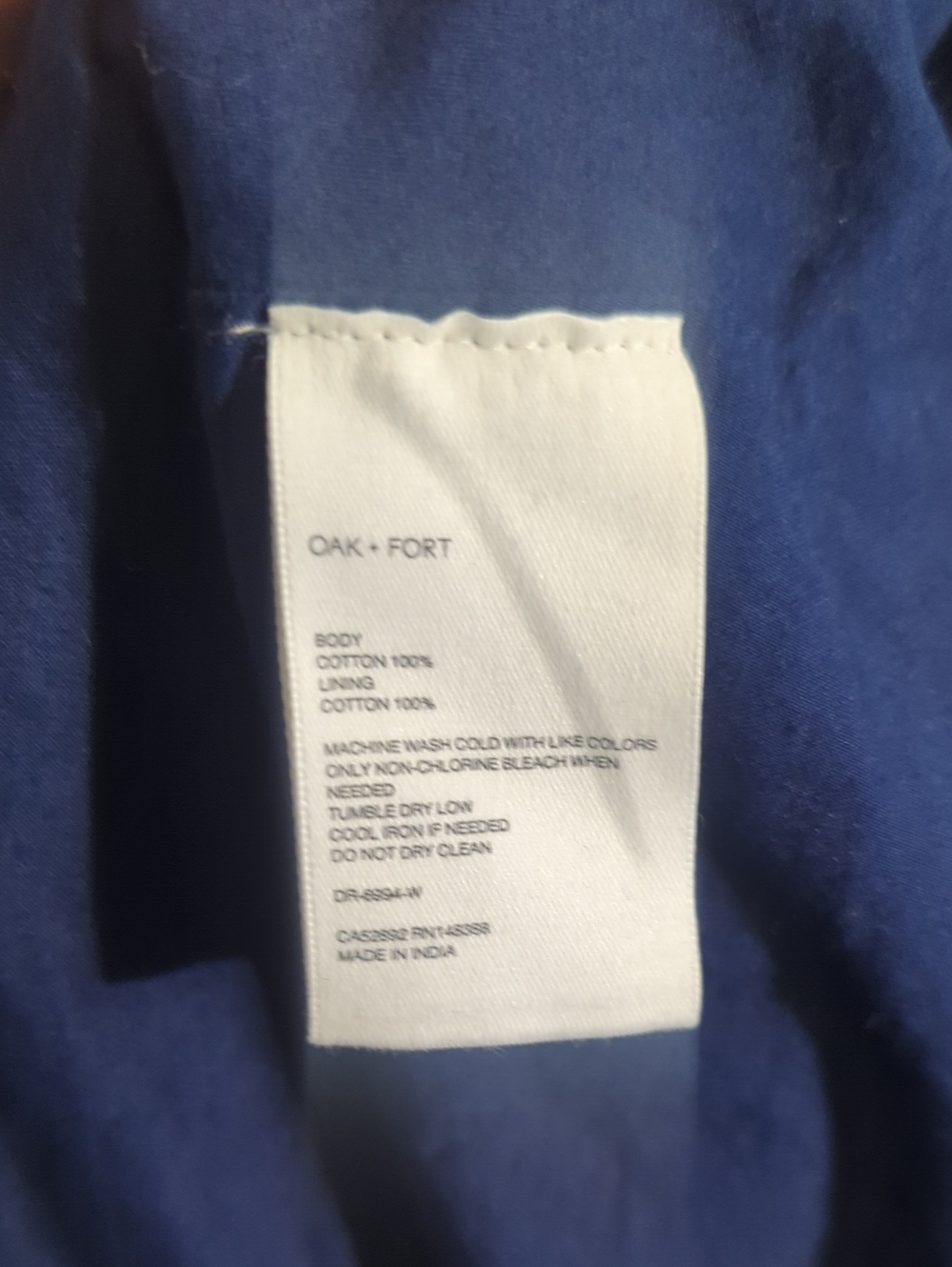 OAK + FORT navy and tan plaid cotton wrap dress - size large - Picture 9 of 9